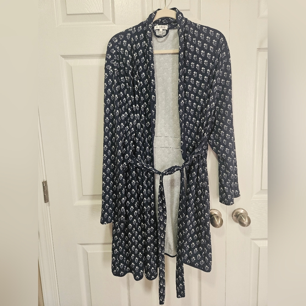 Lake 100% Cotton Navy Floral Robe XXL